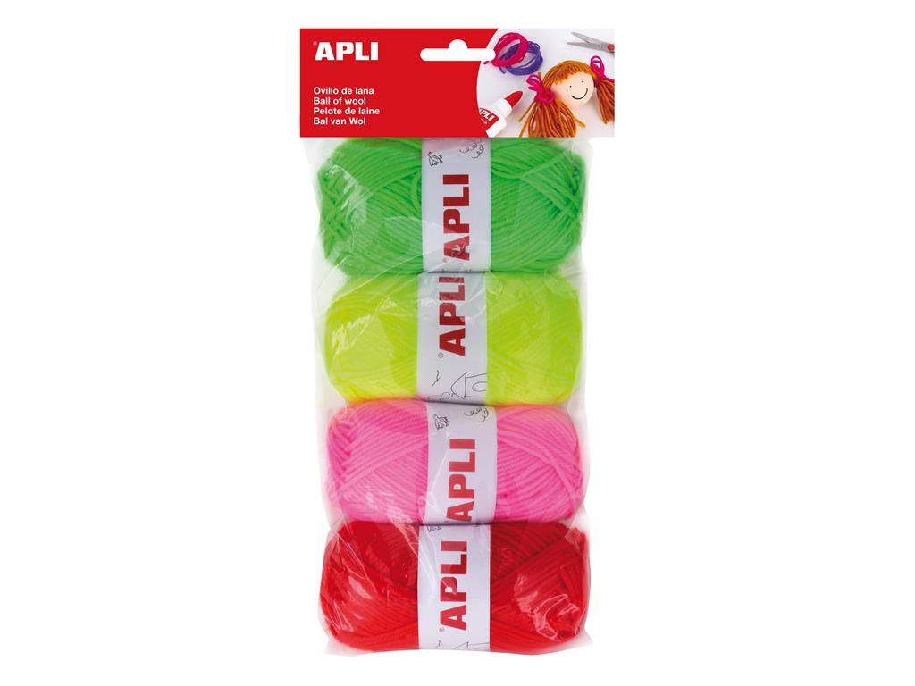 Apli Klobčiči volne fluor toni 50g 4 kos