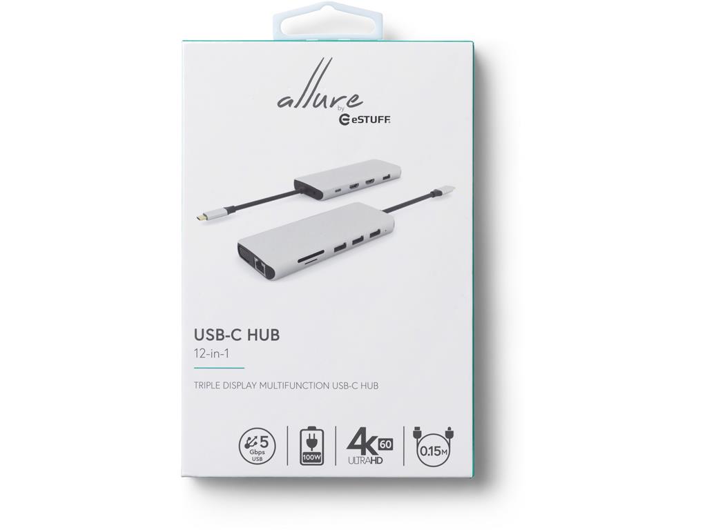 eSTUFF USB-C hub razdelilnik, 12-v-1