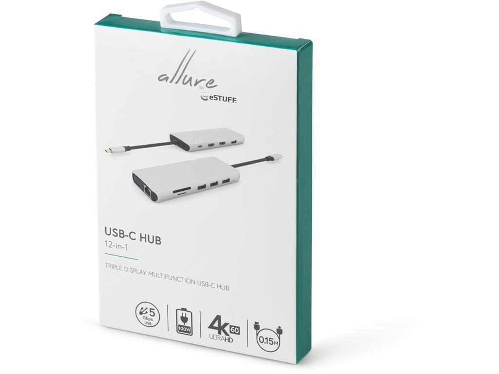 eSTUFF USB-C hub razdelilnik, 12-v-1