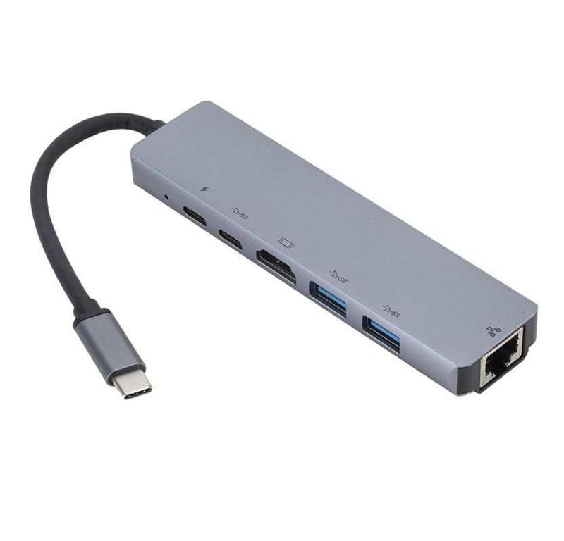 eSTUFF USB-C hub razdelilnik, 6-v-1