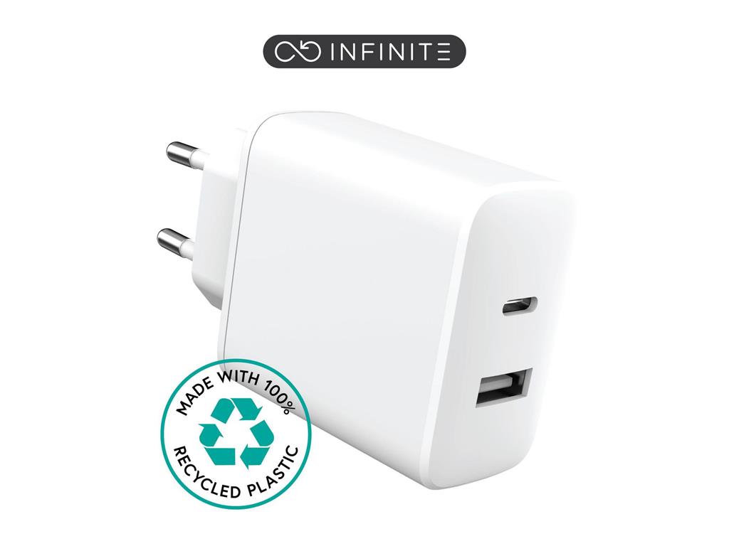 eSTUFF INFINITE polnilnik USB-C 20W, USB-A 12W