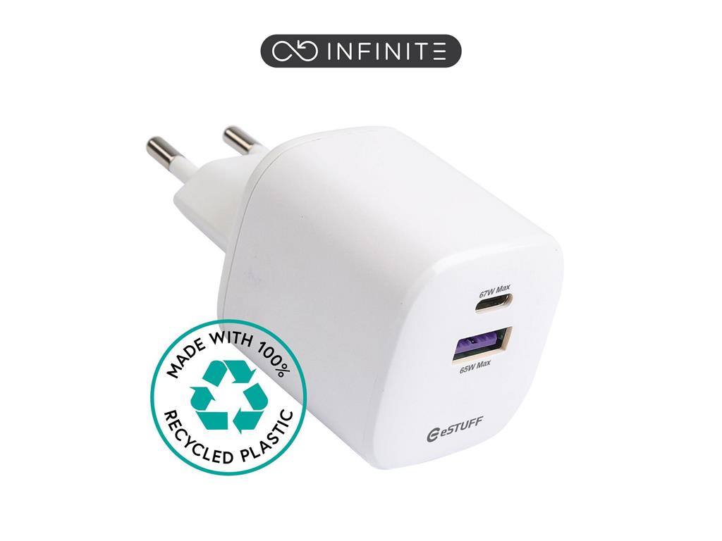 eSTUFF INFINITE polnilnik USB-C, USB-A 67W GaN