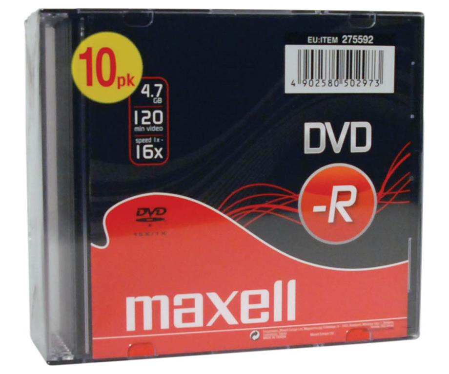 Maxell DVD-R 4,7GB 16X 10kos 5mm škatlice