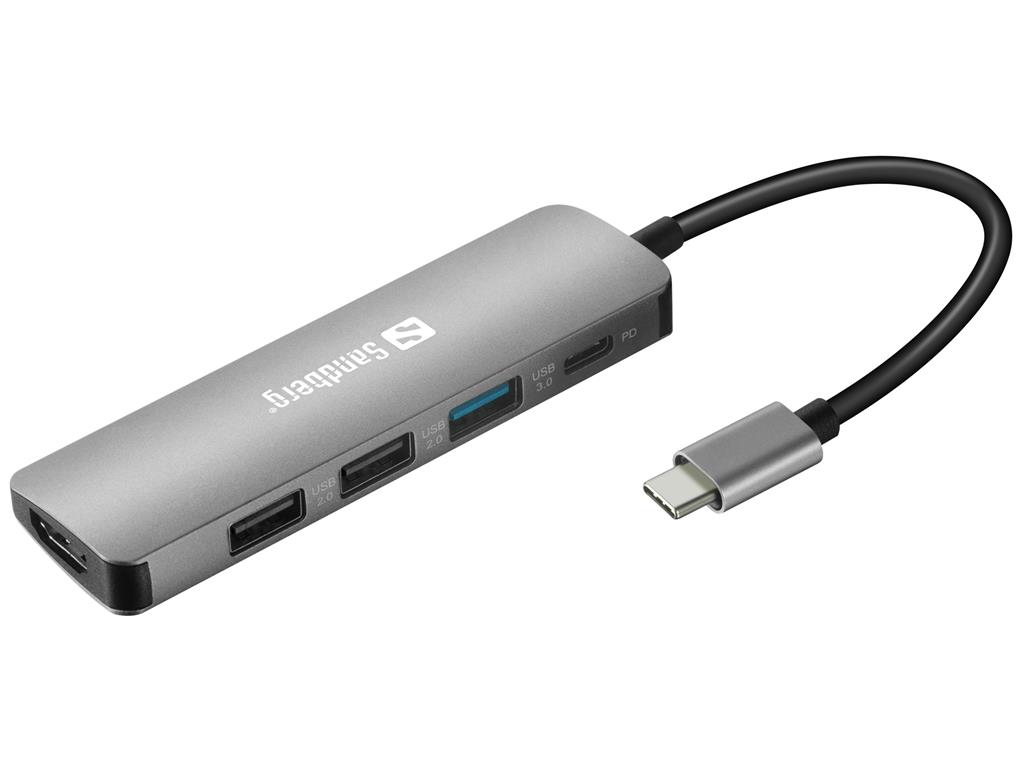 Sandberg USB-C hub razdelilnik, 5-v-1